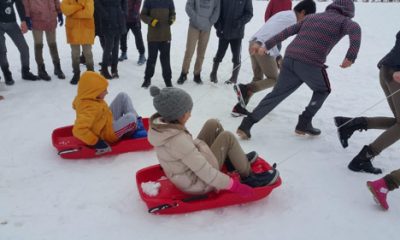 Aldıkları Kızaklarla Öğrencilerine Büyük Keyif Yaşattılar