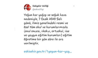 Sahte Hesaptan Kar Tatili Mesajı Atıldı