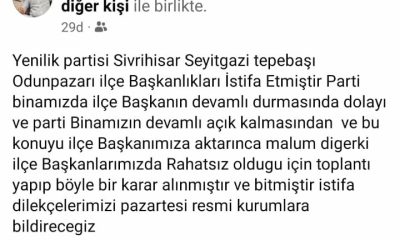 Yenilik Partisi İl Başkanı Yapıcı İstifa Etti
