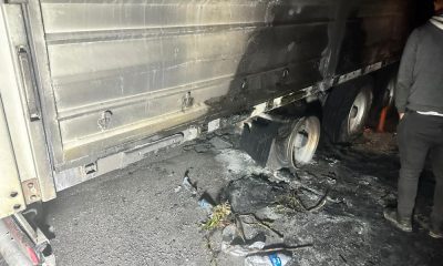 Eskişehir Yolunda Mermer blok yüklü tırda yangın çıktı