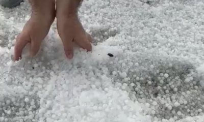 Mayıs ayında avuç avuç dolu yağdı(Video Haber)