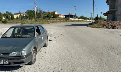 Bolvadin’de otomobil ile motosiklet çarpıştı, 1 yaralı (Video Haber)