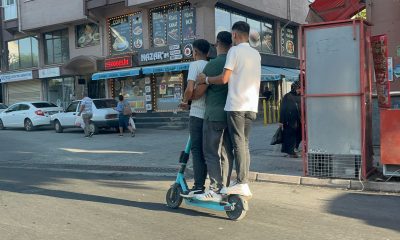 Bir scooterde 3 kişi (Video Haber)