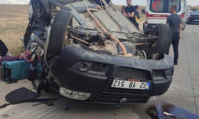 Takla atan otomobilde 5 kişi yaralandı