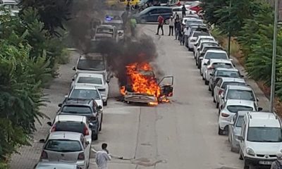 İstasyon’da Alev topuna dönen araç büyük paniğe neden oldu