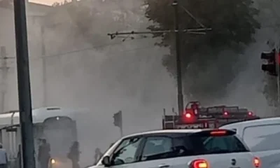 Tramvayda çıkan yangın paniğe neden oldu