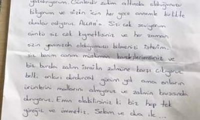 Eskişehirli küçük çocuktan Gazze’deki kardeşlerine duygulandıran mektup