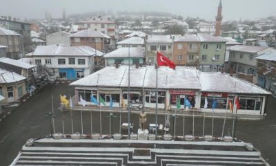 Mihalıççık’taki kar manzarası havadan görüntülendi