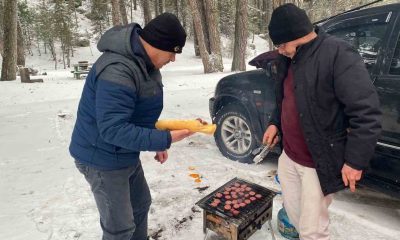 Simav Gölcük Yaylasında karda mangal keyfi