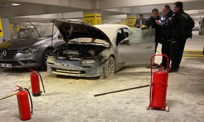 Eskişehir Şehir Hastanesi otoparkında araç yangını çıktı