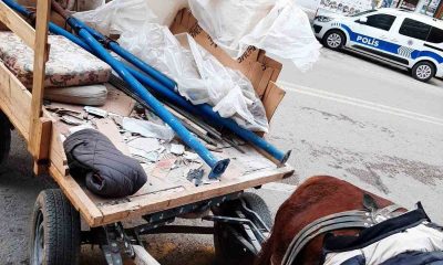 Şüpheli at arabasından kilolarca çalıntı inşaat demiri ele geçirildi