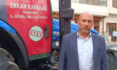 Traktörünü seçim arabası yaptı