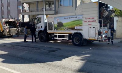 Temizlik çalışmaları çöp konteynerlerinin yıkanması ile devam ediyor