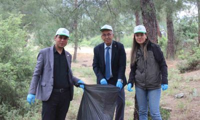 Ormanlık alandan poşet poşet çöp çıktı