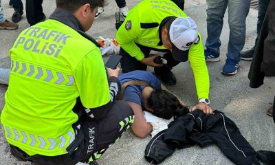 Motosiklet sürücüsü de, çarptığı yaya savruldu