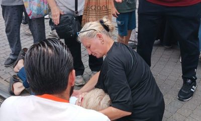 Yaya yolundan giden scooter kadına çarptı