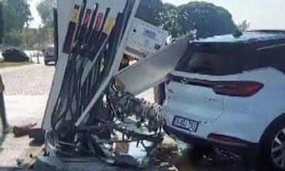 Kontrolden çıkan cip akaryakıt istasyonuna daldı (Video Haber)
