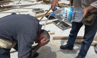 İnşaat işçilerinin sıcak havayla mücadelesi