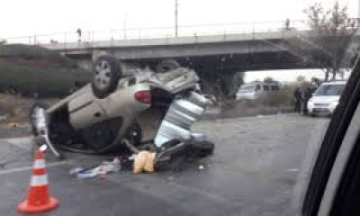 Şerit değiştirirken çarptığı cip takla atarak karşı şeride geçti (Video Haber)