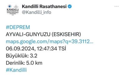 Eskişehir’de 3.2 şiddetinde deprem