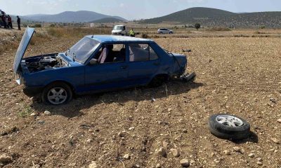 Şarampole uçan aracın sürücü yaralandı