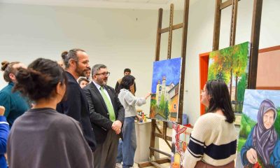 Rektör Kaplancıklı, resim atölyesini gezdi