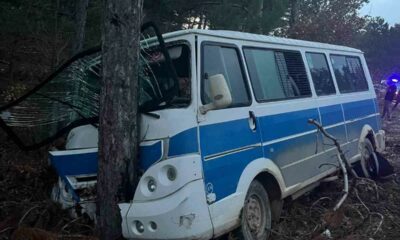Kontrolden çıkan minibüs ağaca çarptı: 5 yaralı