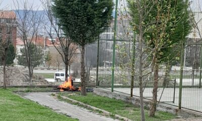 Tavşanlı’da eski lastik yangını kısa sürede söndürüldü