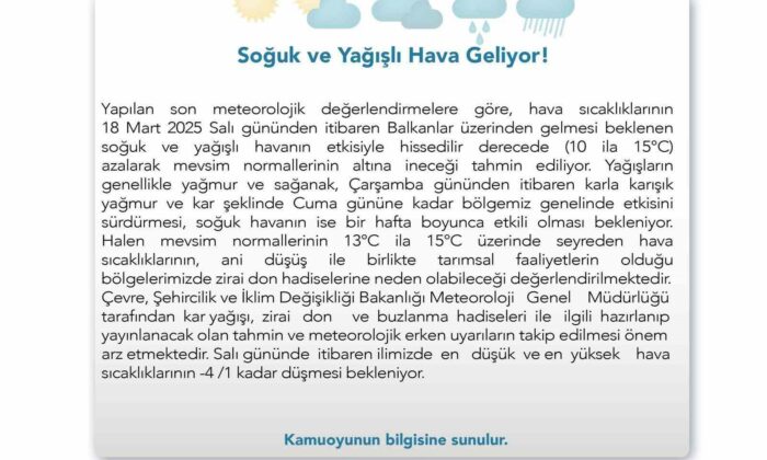 Eskişehir Valiliği’nden meteoroloji uyarı
