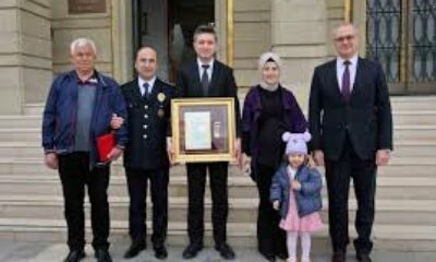Gazi polis memuruna Devlet Övünç Madalyası ve Beratı takdim edildi