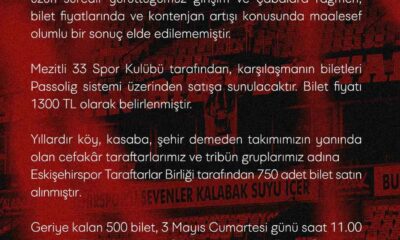 Mezitli 33 Spor karşılaşması için deplasman kontenjanı arttırılamadı