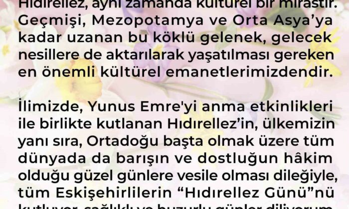 Hüseyin Aksoy’dan “Hıdırellez Günü” mesajı