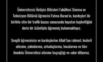 Anadolu Üniversitesi Rektörü Adıgüzel’den hayatını kaybeden öğrenci için taziye mesajı