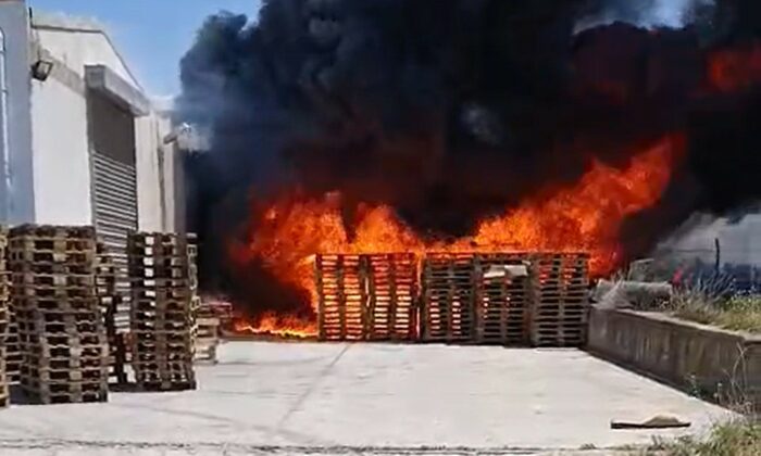 Süt fabrikasındaki paletler yandı: 1 yaralı
