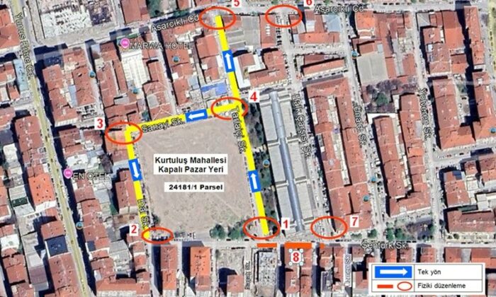 Kurtuluş Kapalı Pazar Yeri inşaatı için trafik düzenlemesi