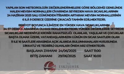 Eskişehir Valiliği’nden yüksek sıcaklık uyarısı