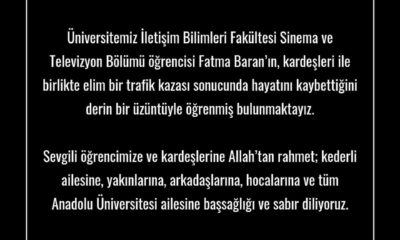 Anadolu Üniversitesi Rektörü Adıgüzel’den hayatını kaybeden öğrenci için taziye mesajı