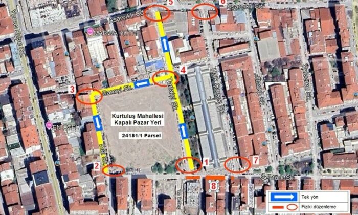 Kurtuluş Kapalı Pazar Yeri inşaatı için trafik düzenlemesi