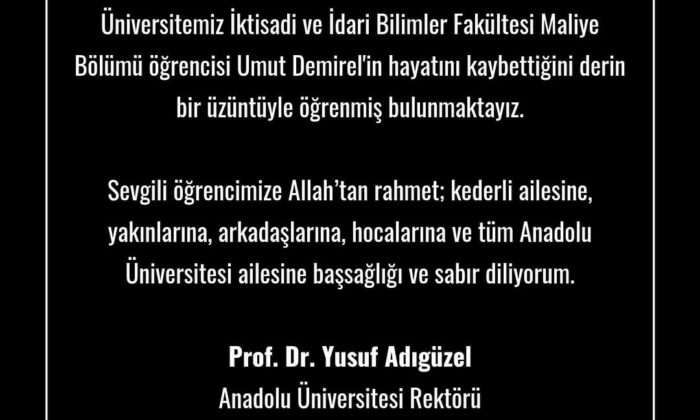 Rektör Adıgüzel’den taziye mesajı