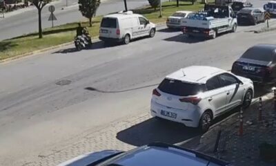 Motosiklet sürücüsünün metrelerce savrulduğu anlar güvenlik kamerasında