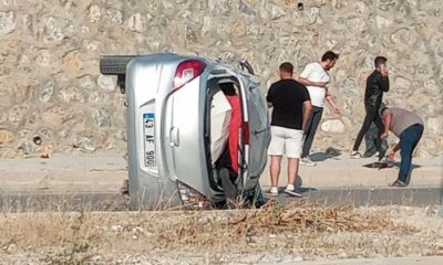 Kütahya’da takla atan aracın sürücüsü yaralandı