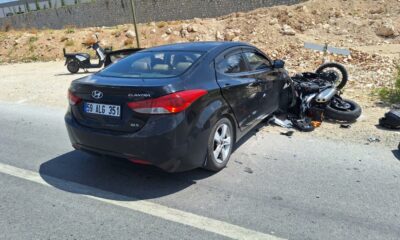 Otomobille motosiklet çarpıştı: 1 yaralı
