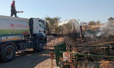 Tarlada başlayan yangın rüzgarın etkisiyle seraya sıçradı
