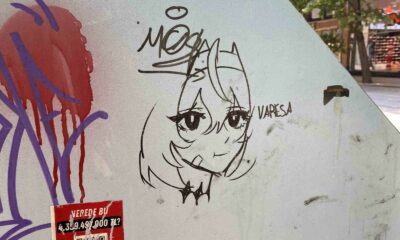 Çöp kutusunun üzerine çizilen ’anime kızı’ dikkat çekti