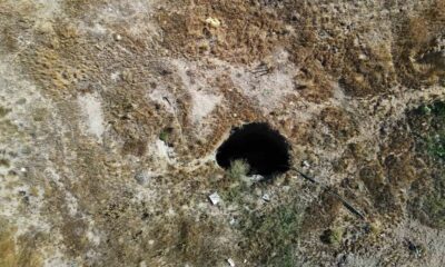 Balıkesir’deki 6.1’lik deprem sonrası Eskişehir’de oluşan obruk dron ile görüntülendi