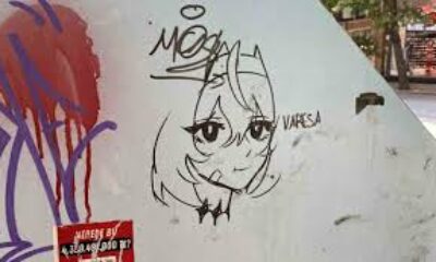 Çöp kutusunun üzerine çizilen ‘anime kızı’ dikkat çekti