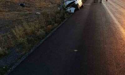 Direğe çarpan otomobilde 3 kişi yaralandı