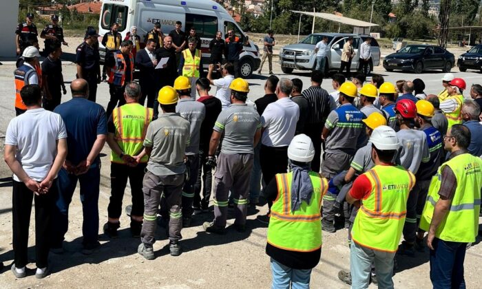Hisarcık konsantratör tesislerinde yer üstü maden tatbikatı