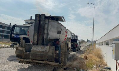 Zift tankerindeki yangın ekiplerce söndürüldü